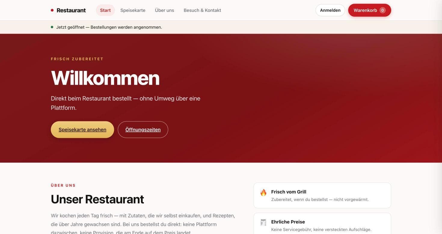 Restaurant·App – Warenkorb und Checkout
