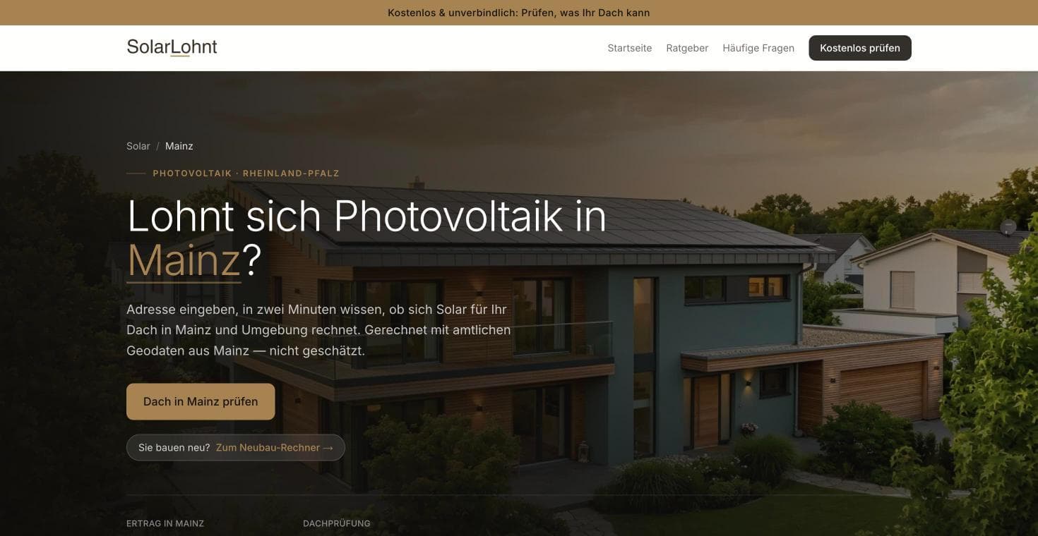 SolarLohnt – programmatische Städteseite /solar/mainz